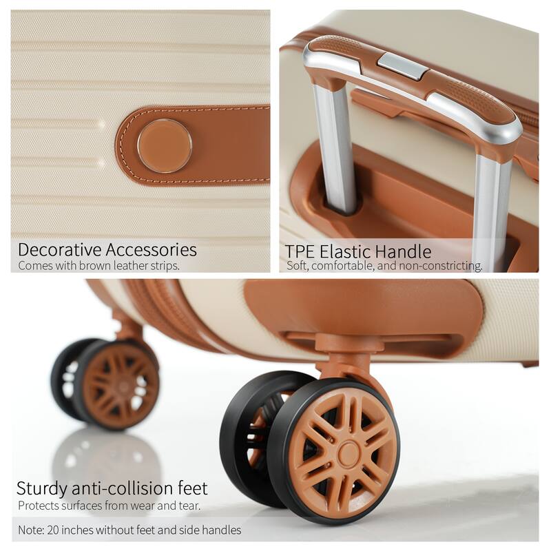 3 Piece Luggage Sets, Lightweight Hardshell ABS Carry on Luggage with Spinner Wheels and 3-dial TSA Lock, for Men and Women