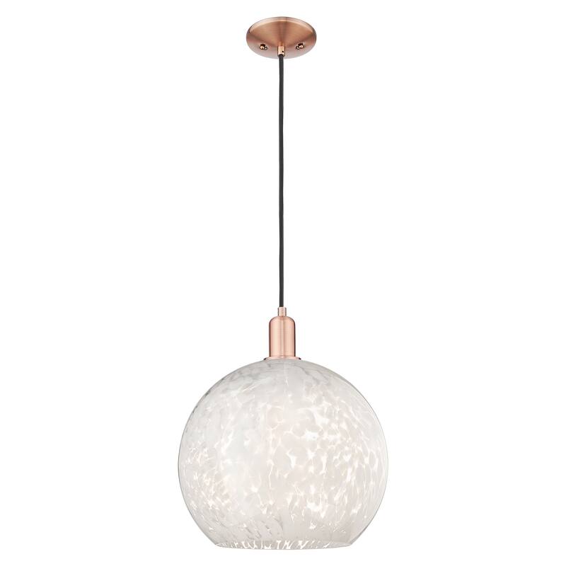 Innovations Lighting Endless Possibilities Arcadia - White Mouchette - 1 Light 14" Cord Hung Mini Pendant - Antique Copper