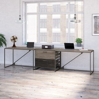 Refinery 2 Person Desk Set with Lateral File Cabinet by Bush Furniture