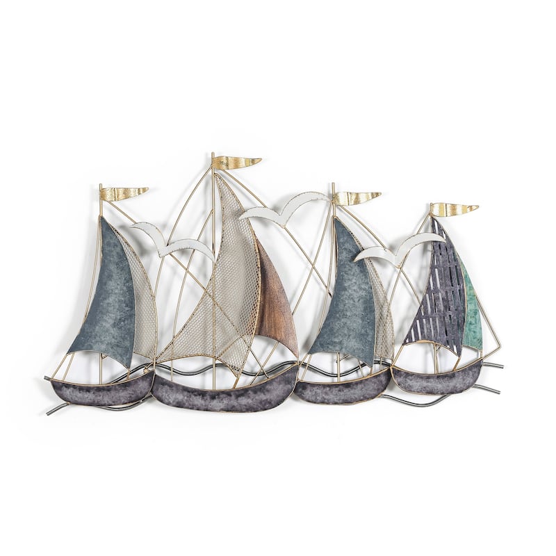 Adeco 3D Metal Ship Wall Decoration Sailboat Wall Sculpture