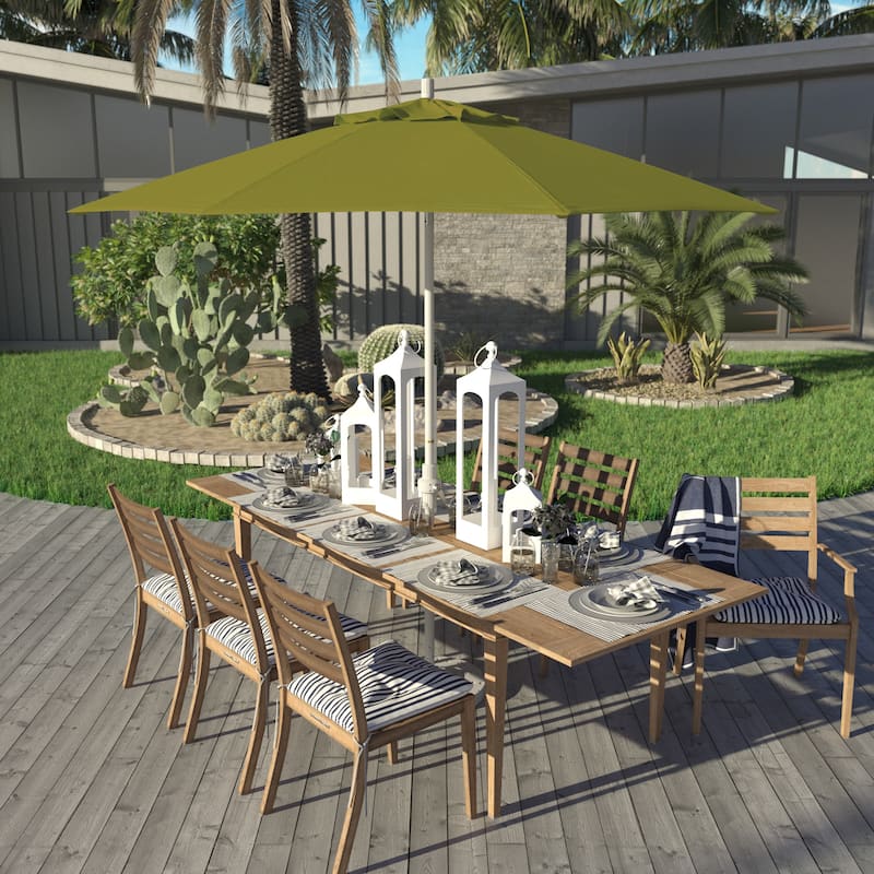 California Umbrella 9' Rd Golden State Series Patio Umbrella White Aluminum Frame Crank Lift Collar Tilt Pacifica Pacific Blue - Ginkgo