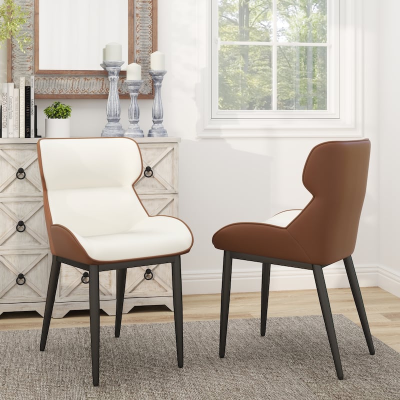 18.7''H Parsons Minimalist PU Leather Dining Chair (Set of 2)
