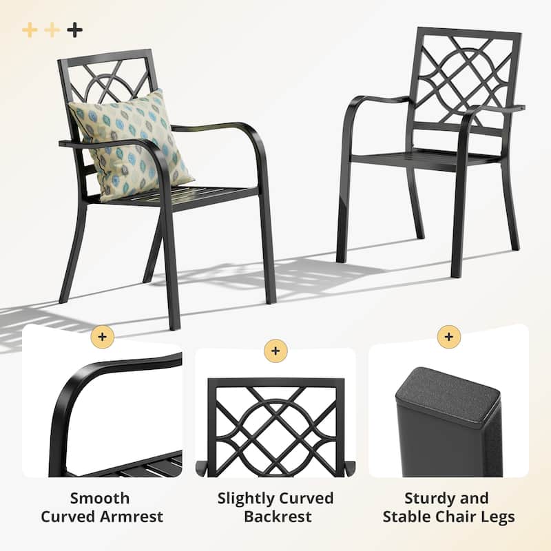 Outdoor Patio Stackable Dining Chairs with Armrest Set of 4 or Set of 6