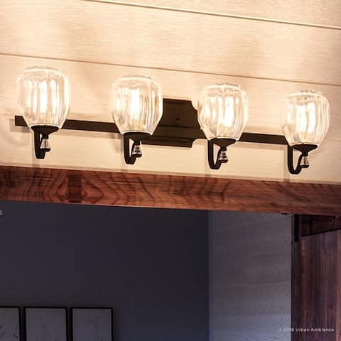 Luxury Crystal Bathroom Vanity Light, 7.5"H x 32"W, with French Country Style, Olde Bronze Finish by Urban Ambiance