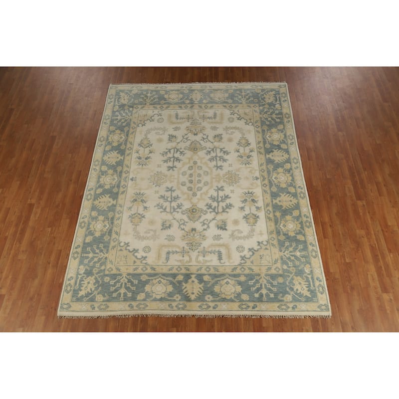 Oushak Indian Area Rug Handmade Wool Carpet - 7'10" x 10'2"