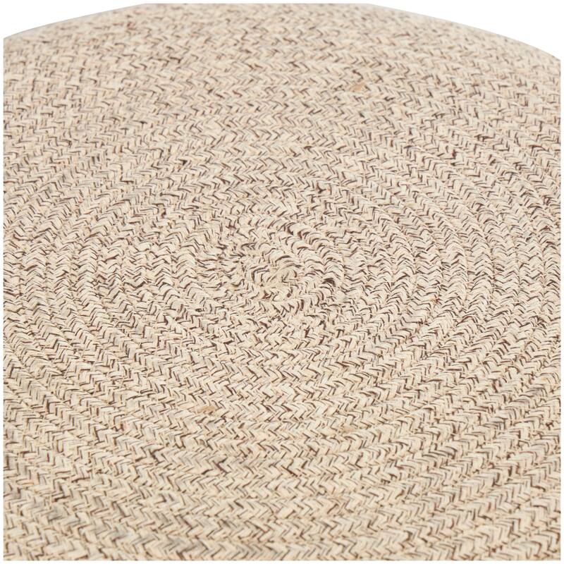 Light Gray or Beige Polyester Chevron Textured Stool with Black Wooden Legs