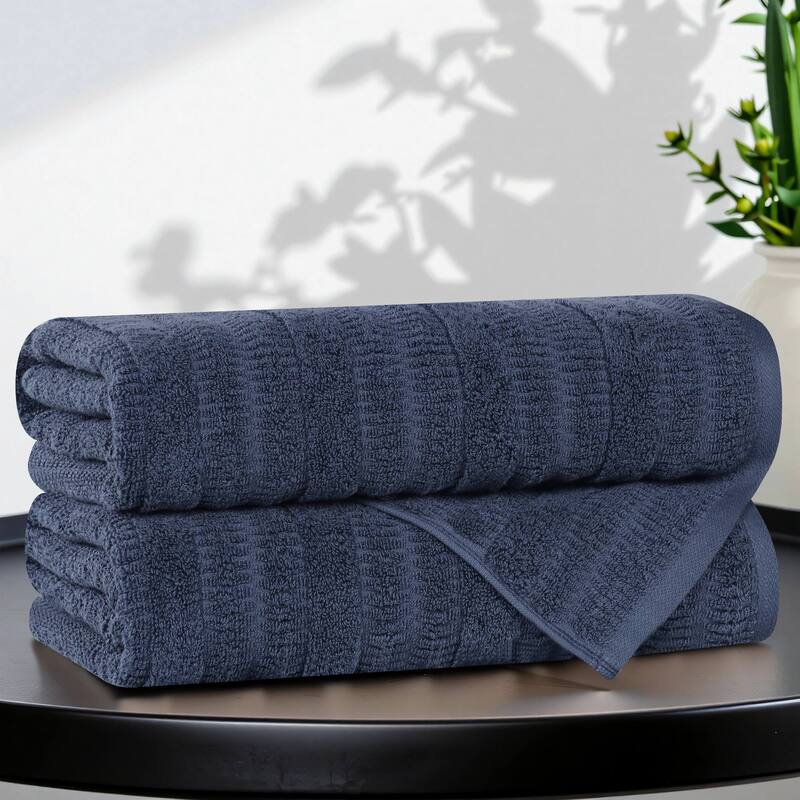 Superior Mika Smart Twist Cotton Bath Towels, Set of 2 - Navy Blue