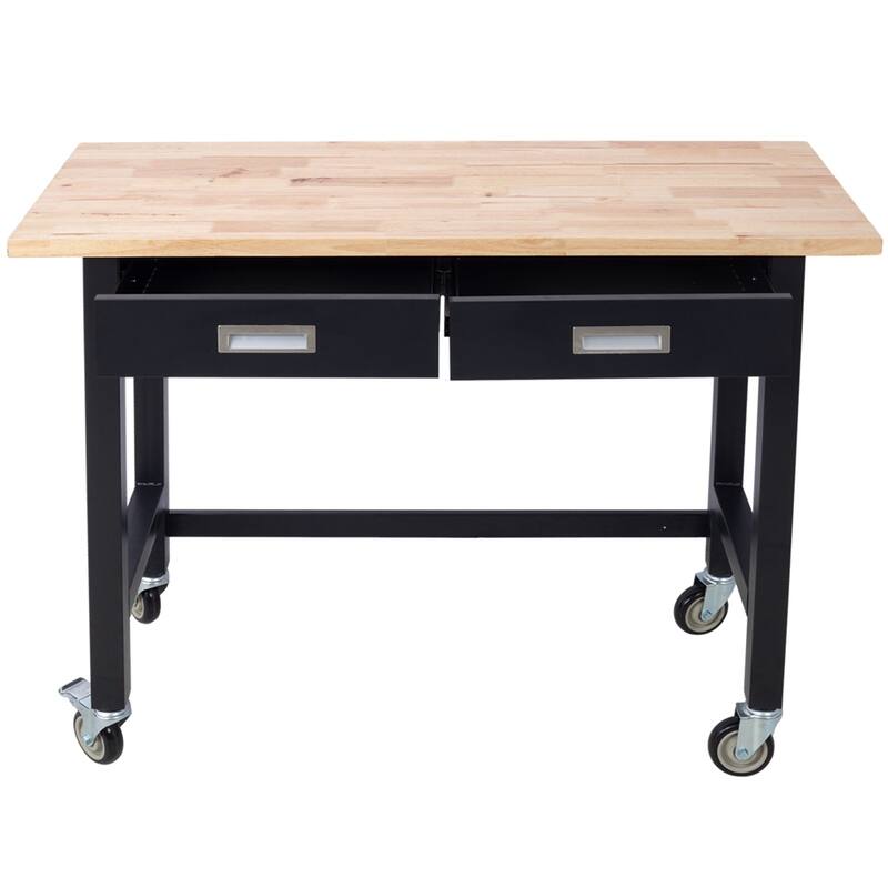 48" Wood Workbench with Drawer Storage and Wheels