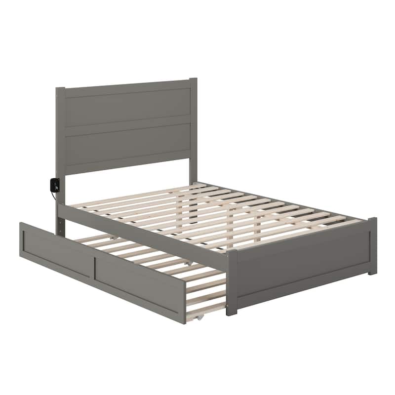 NoHo Full Bed with Footboard and Twin Trundle in Grey