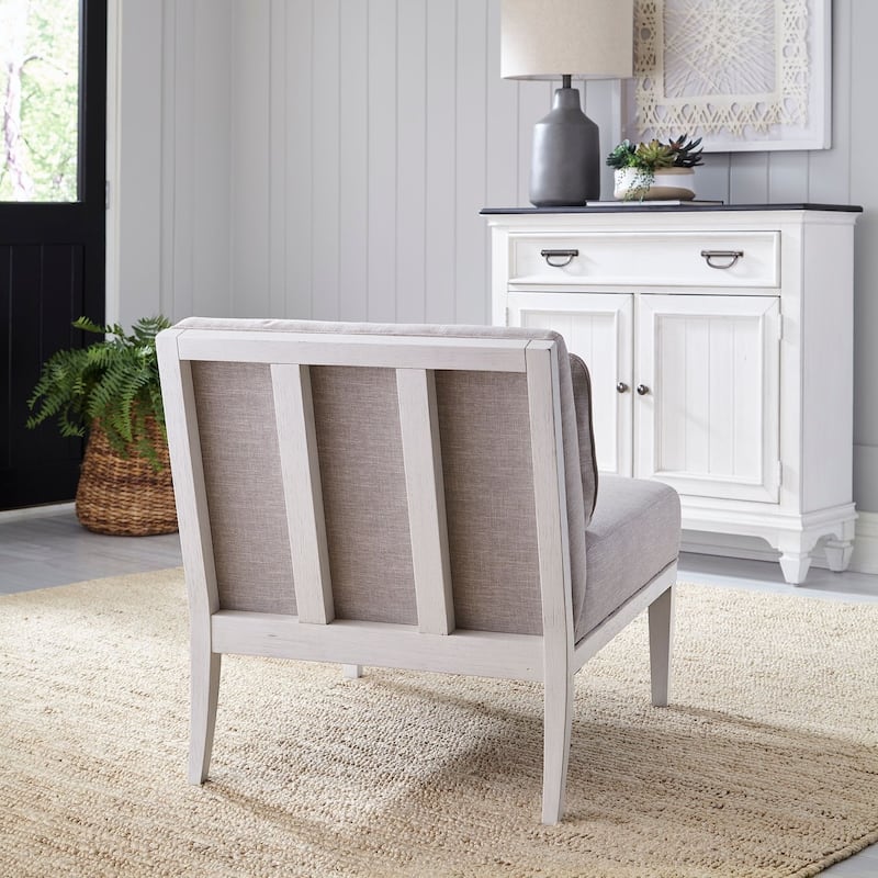 Allyson Park Wirebrushed Grey and White Upholstered Accent Chair