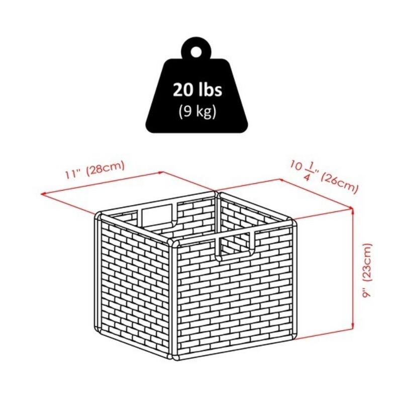 Terrace 5-Pc Storage Shelf with 4 Foldable Woven Baskets, Espresso and Chocolate - 14.49 x 11.81 x 55.98 inches