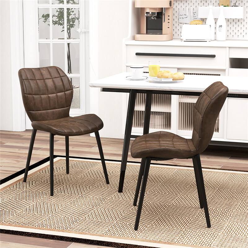 Gymax Dining Chairs Set of 4 w/ Padded Back Metal Legs & 2 Adjustable