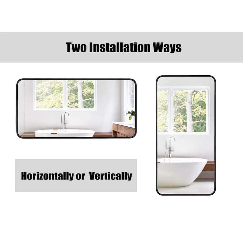 Rounded Rectangular Metal Framed Bathroom Vanity Mirror