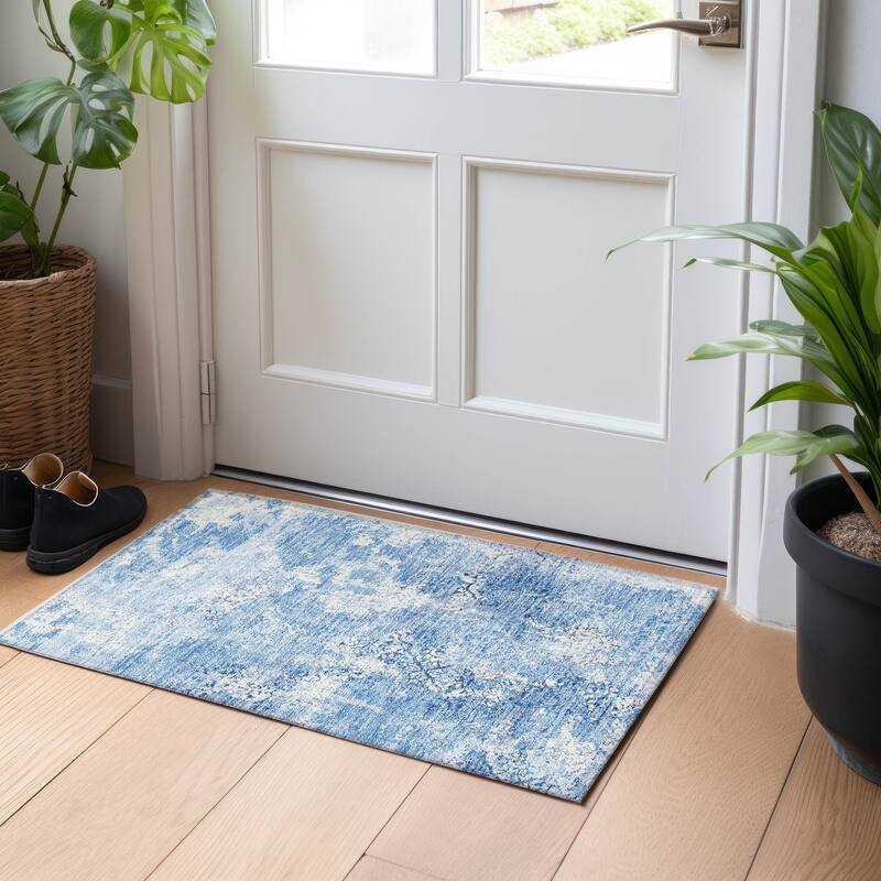 Premium Washable Super Soft Vintage Trellis Mayfield Rug - Blue - 1' 8" x 2' 6" - Rectangle