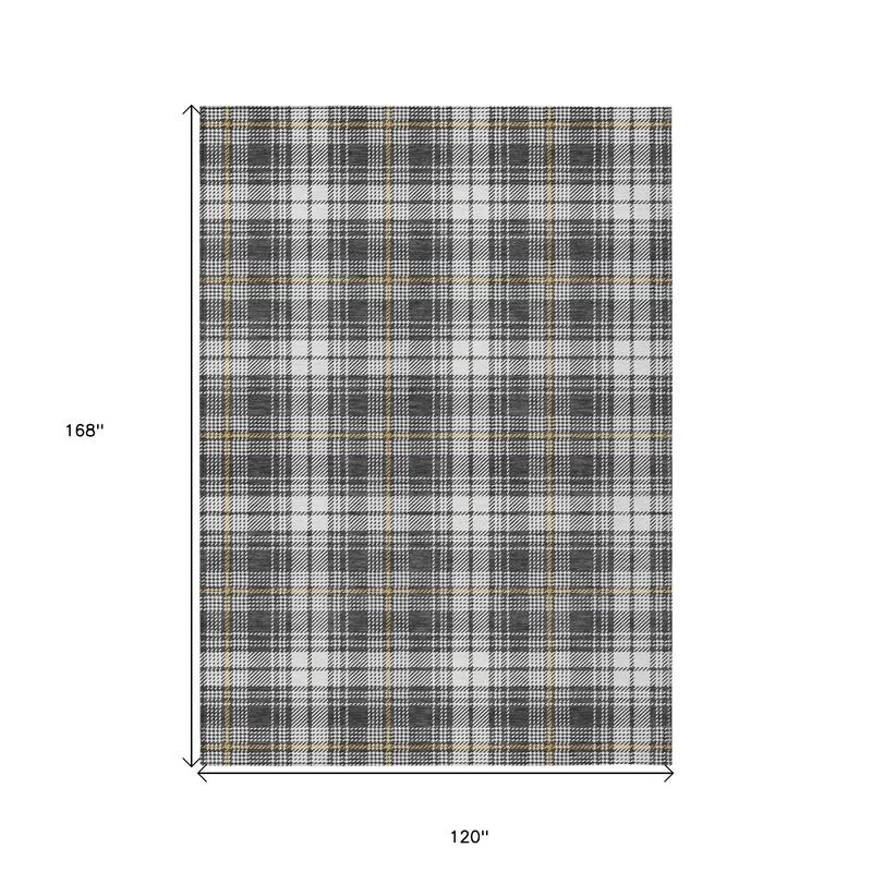 HomeRoots Plaid Transitional Rectangle Outdoor Rug