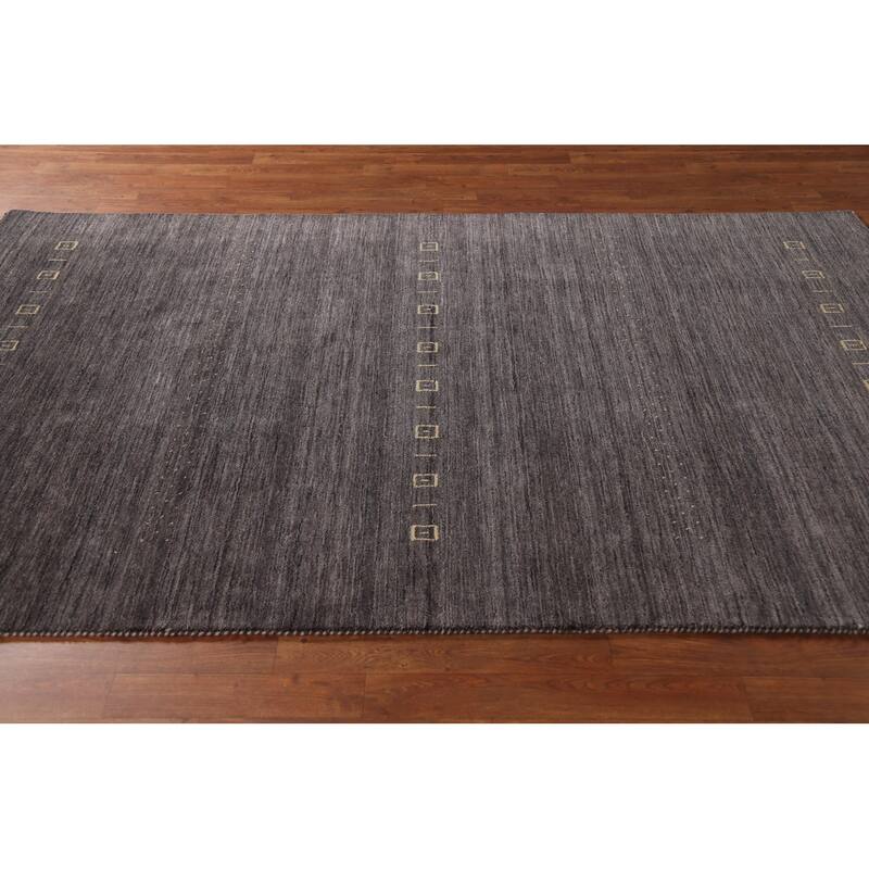 Charcoal Gabbeh Indian Area Rug Handmade Wool Carpet - 4'11"x 7'10"