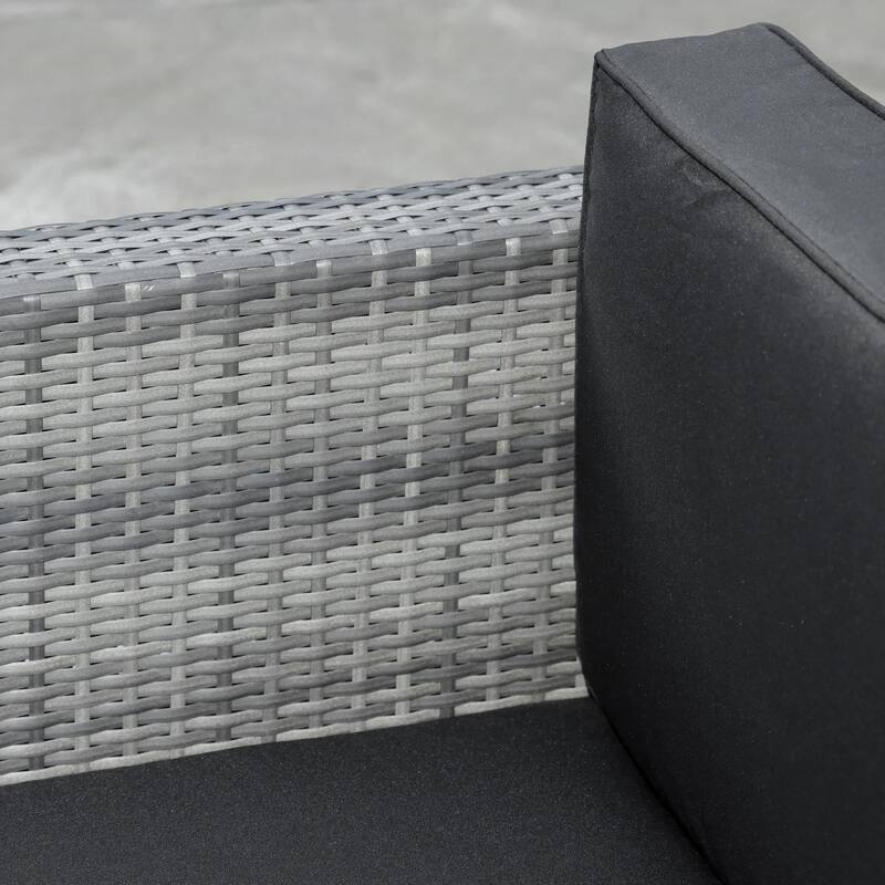 Wicker Bistro Patio Set, 2 Porch Chairs and Glass Table