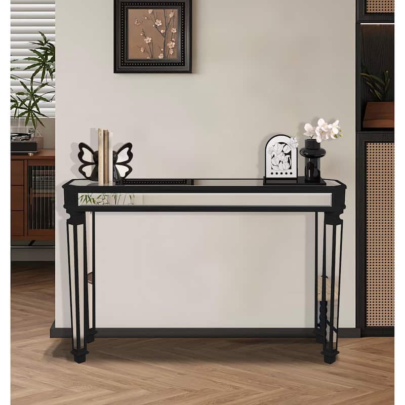 Black Mirror Console Table for Entryway