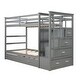 preview thumbnail 24 of 25, Solid Pine Twin over Twin Bunk Bed with Trundle & Staircase & Storage Drawers