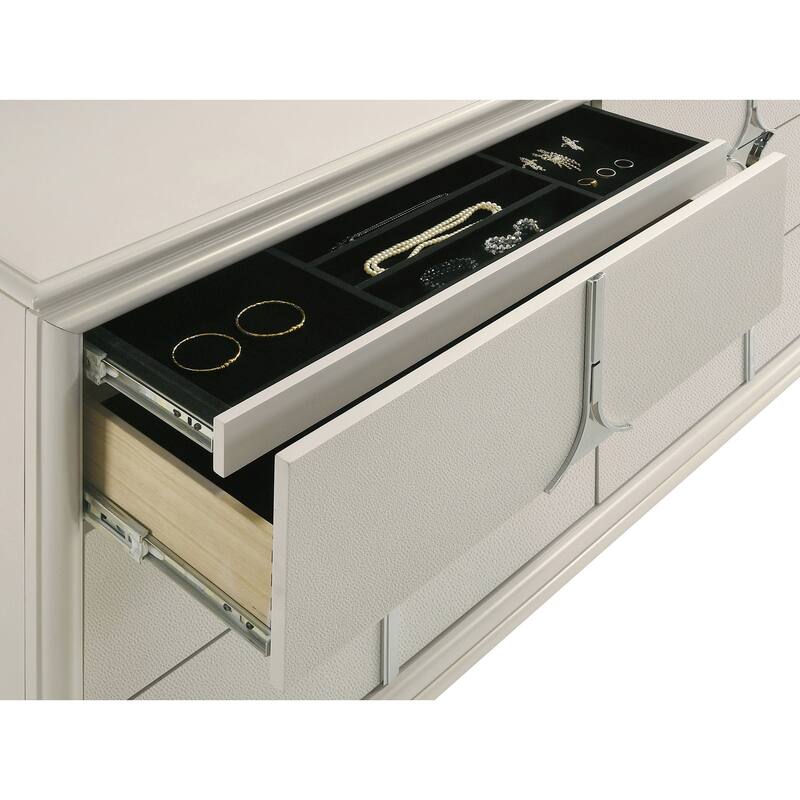 Gwendolyn Pearl White 6-drawer Dresser Cabinet