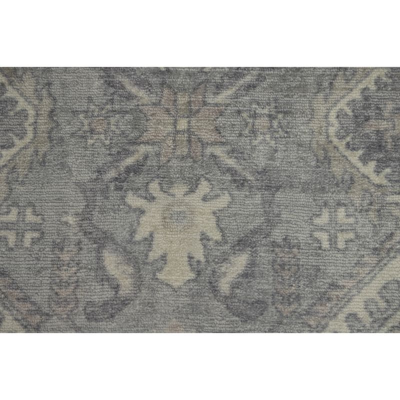 Hand-knotted Transitional Silk Carpet Grey Oushak Rug Geometric Oriental Area Rug - 7' 11'' X 4' 9''
