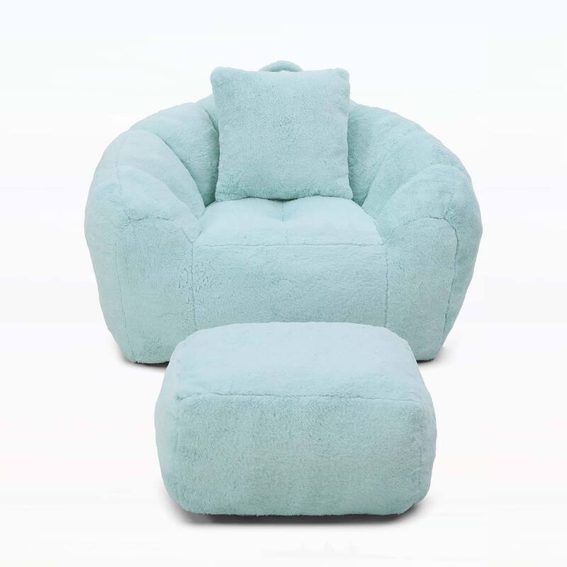 Shell-Shaped Bean Bag Chair with Footstool,Perfect for Gaming and Reading