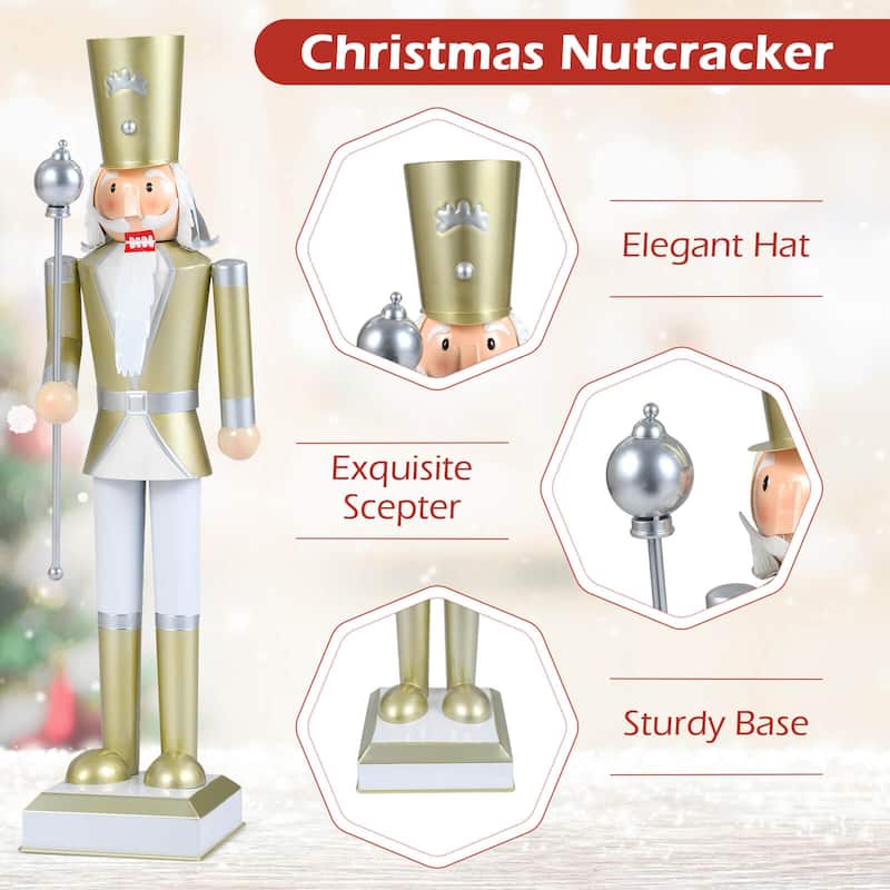 Costway 32.5” Christmas Nutcracker with High Hat & Beautiful Scepter, - See Details