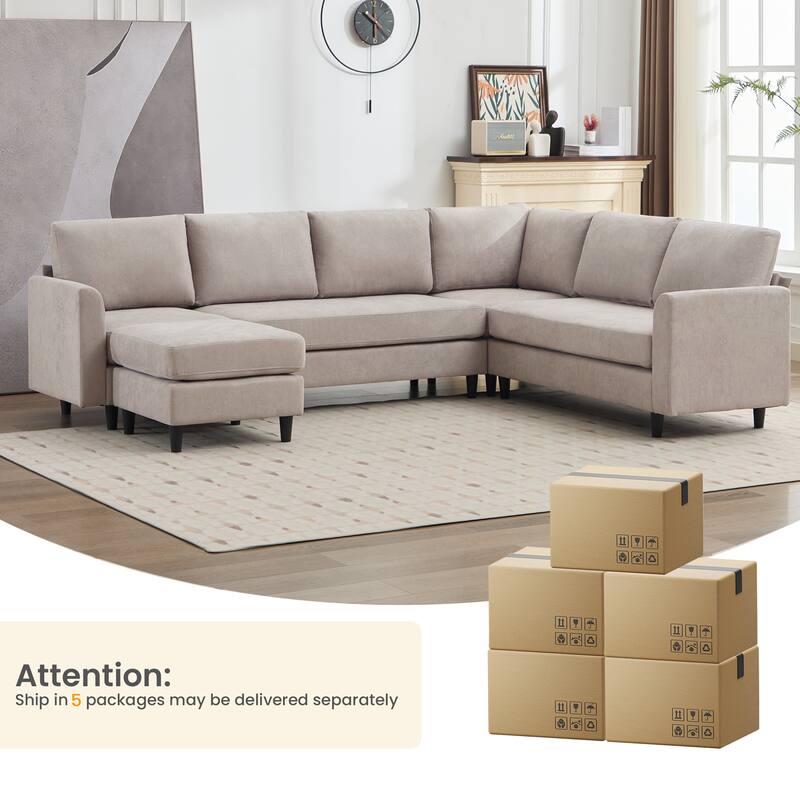 Snow Velvet Sectional Sofa