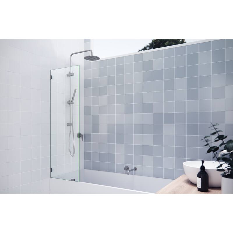 Glass Warehouse 58.25" x 20" Frameless Shower Bath Fixed Panel - Brushed Nickel