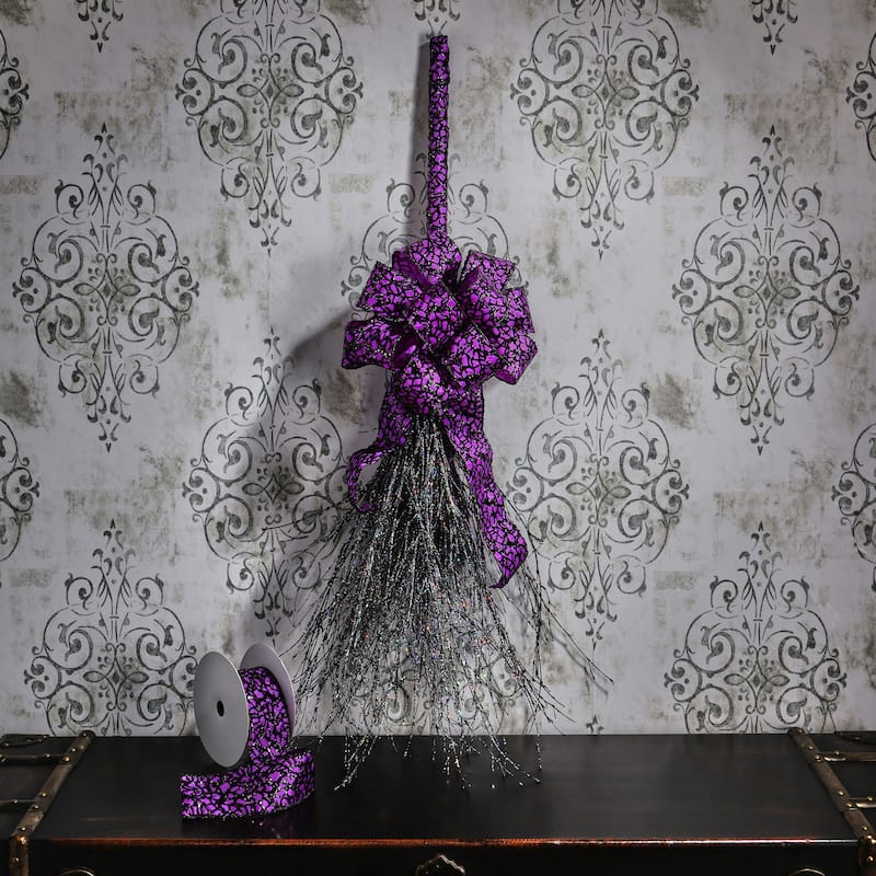 2.5"X10Y Glitter Web Dupion Ribbon - Purple
