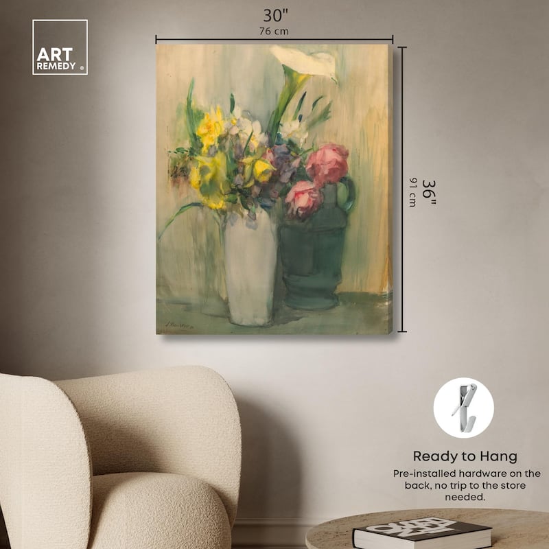 Flowers by Julian Alden Weir Canvas by Art Remedy, Gallery Wrapped
