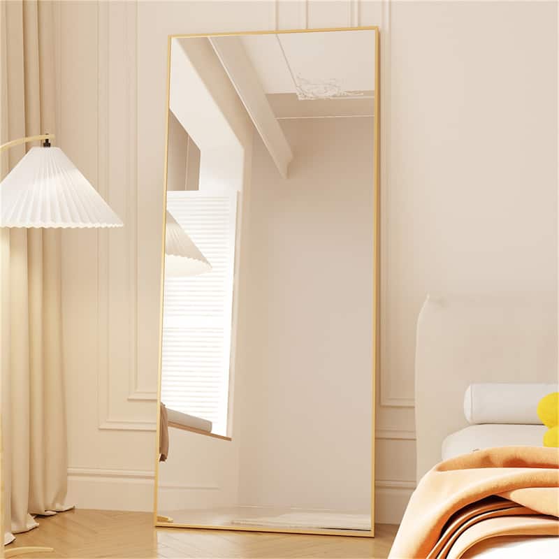 71" x 32" Tall Metal Frame Full-Length Mirror with Stand