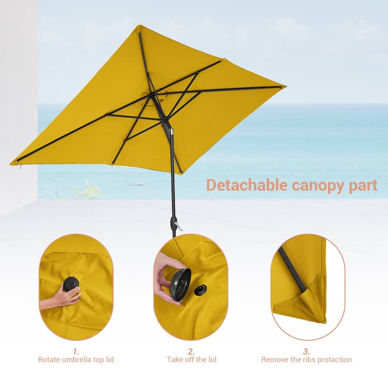 BONOSUKI Aluminum 10 x 6.5ft Patio Market Umbrella,Tilt and Crank