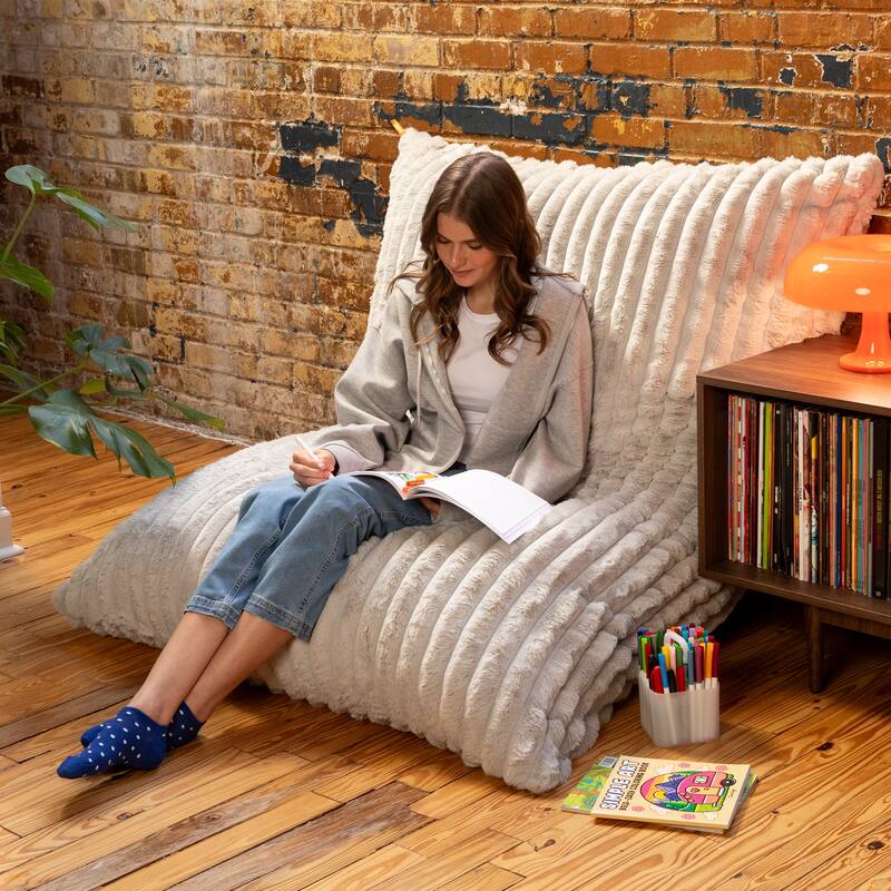 Pillow Saxx Bean Bag Rocking Chair - Elegant Oversized Rocker with Modern Wood Frame