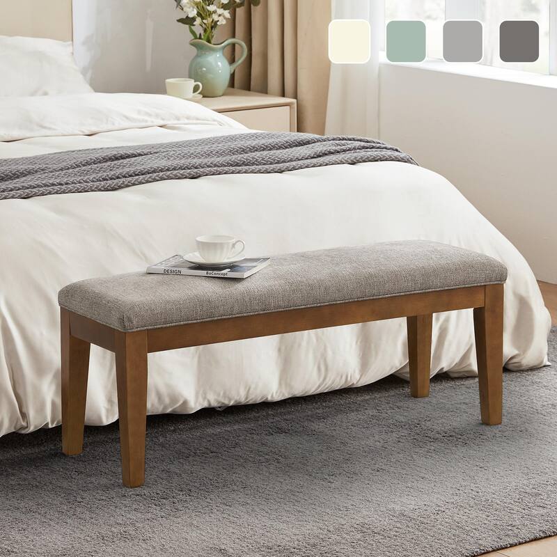 HUIMO Upholstered Fabric Entryway Bench, Bedroom Bench for End of Bed