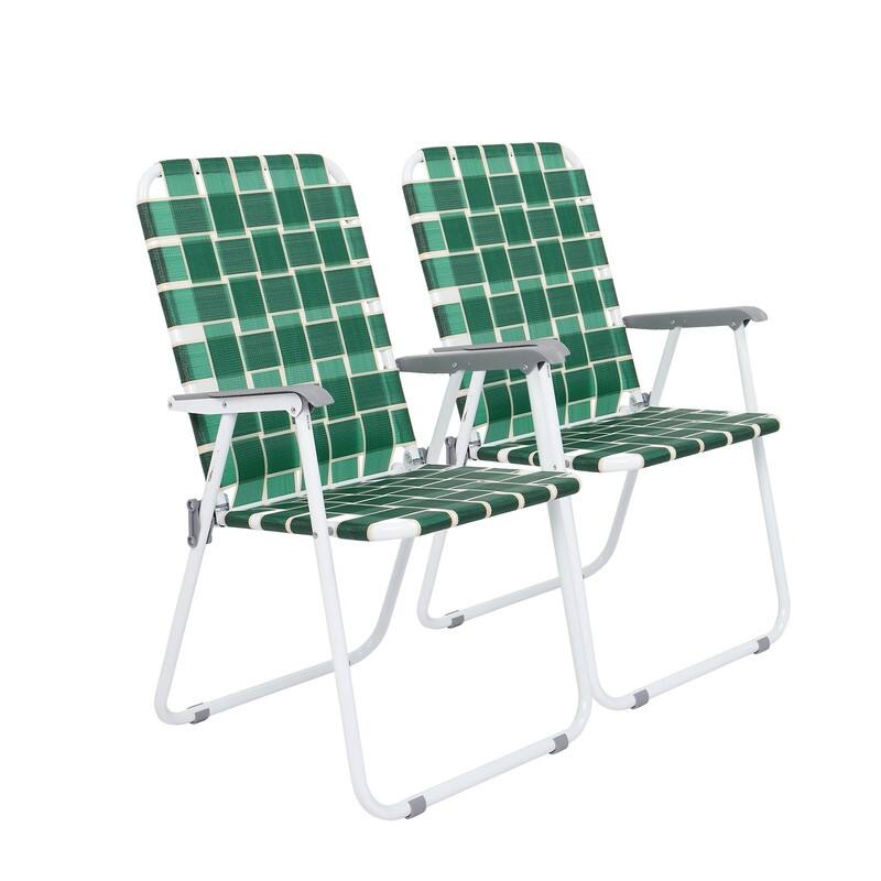 2pcs Beach Chair Steel Tube PP Webbing Bearing 120kg Multiple Color - Dark Green