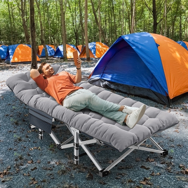 DoCred Folding Camping Cot W Mat for Adults Travel Bed with Carry Bag On Sale Bed Bath Beyond 39295379