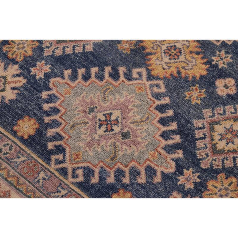 Bohemian Kazak Conrad Light Blue/Beige Wool Rug - 4'0'' x 6'1''