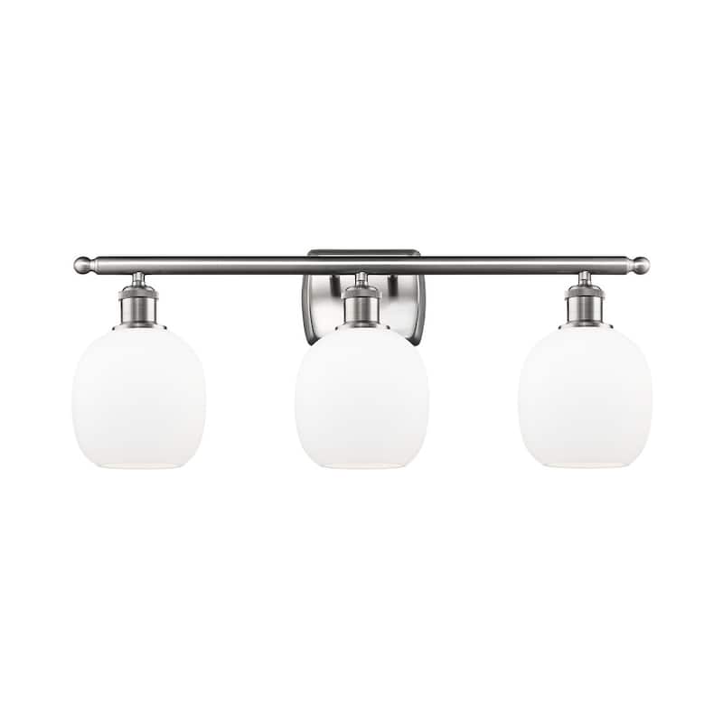 Innovations Lighting Belfast 3 Light 26" Wide Bathroom Vanity Light - Brushed Satin Nickel / Matte White