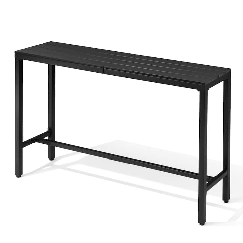 VredHom Outdoor Bar Table Rectangular Pub Table - Black-63 inches
