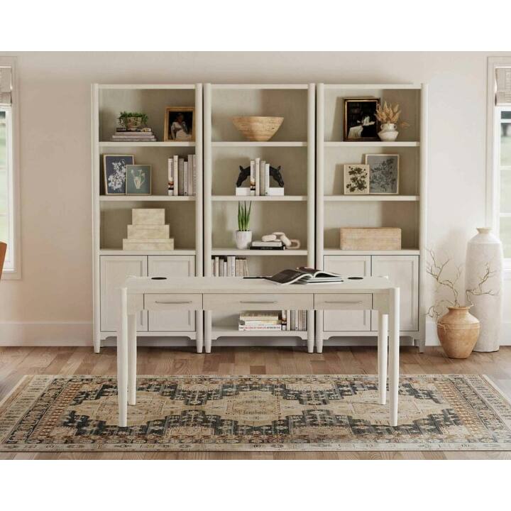 Modern Wood Open Bookcase, Office Shelving, Storage Cabinet, Fully Assembled, White