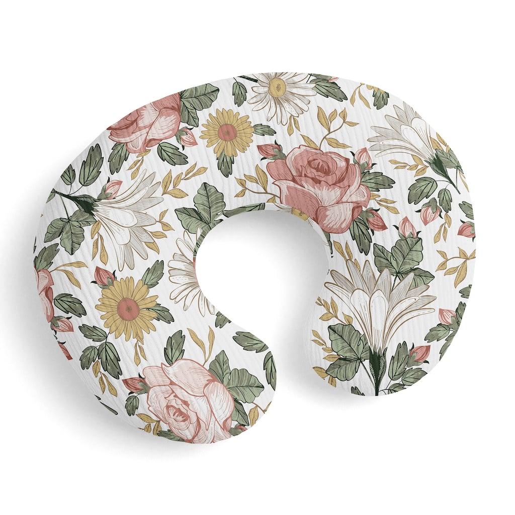 Sweet Jojo Designs Vintage Floral Boho Girl 100% Cotton Muslin Nursing Pillow Cover Case - Bohemian Shabby Chic Flower Farmhouse