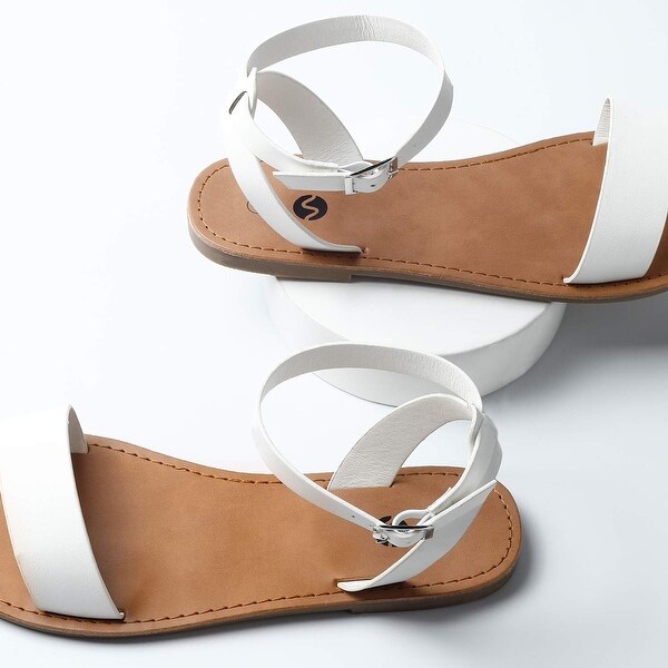 adjustable buckle strap flat sandals