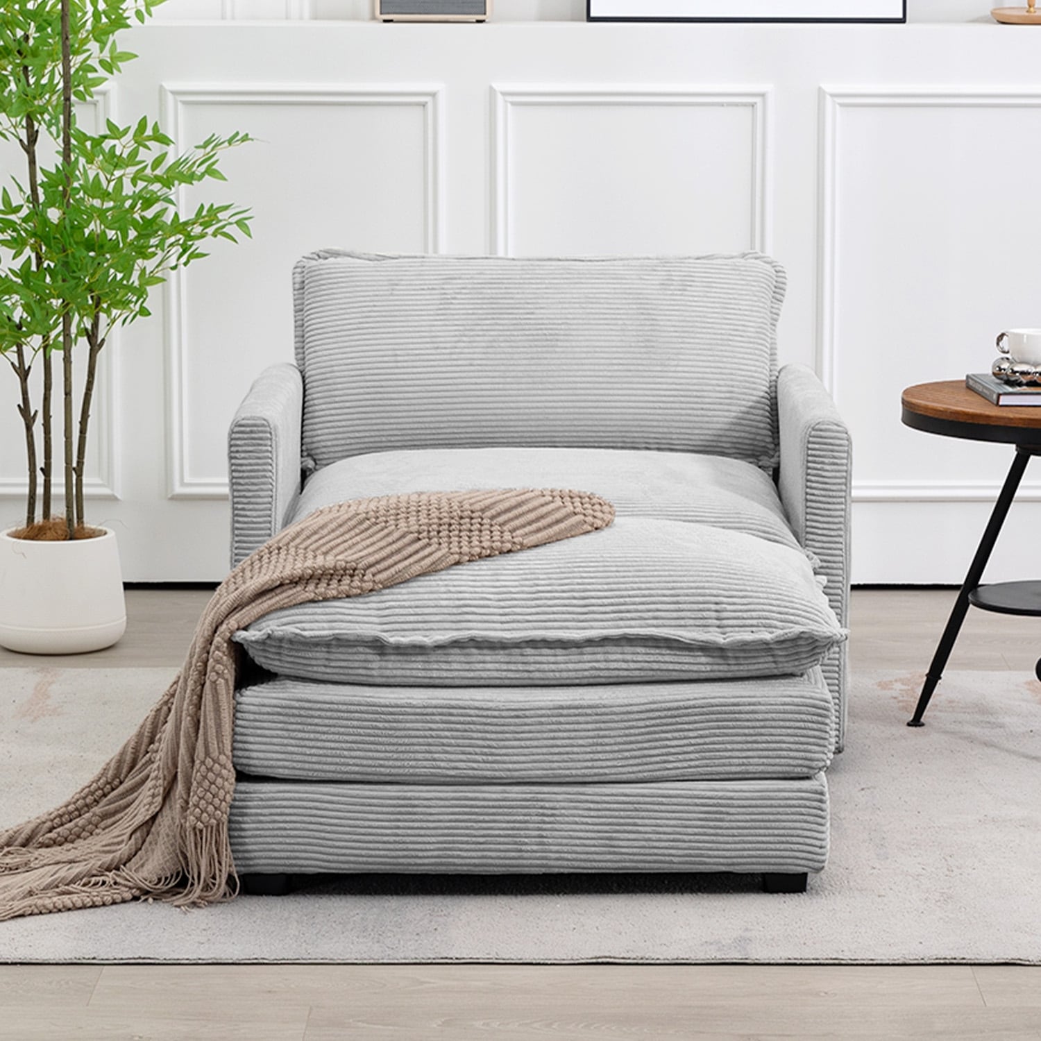 Corduroy Sectional Sofa with Ottomans - Ultra-Soft Comfort