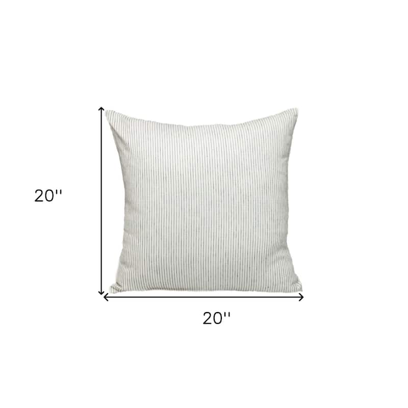 HomeRoots 20" Brown and White Striped Cotton Throw Pillow