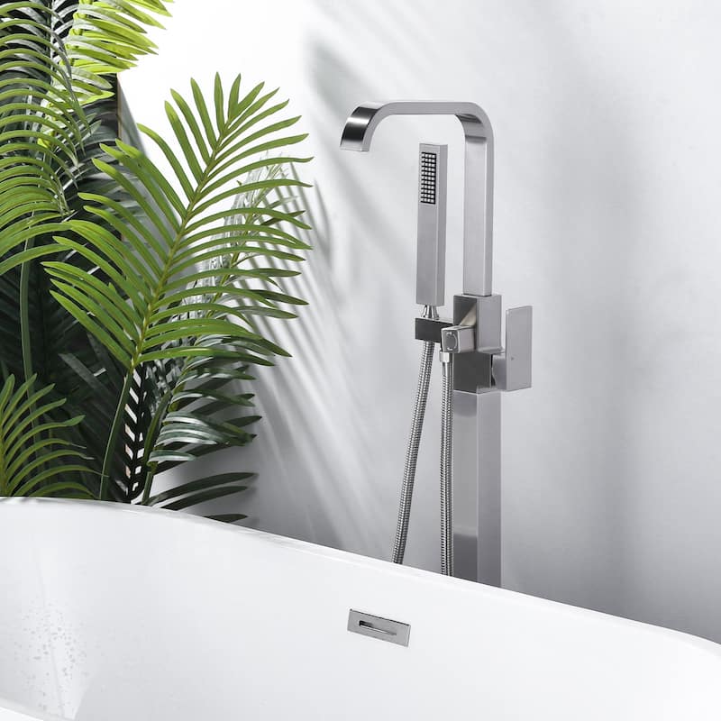 WOWOW Waterfall Single-Handle Freestanding Tub Faucet with Hand Shower
