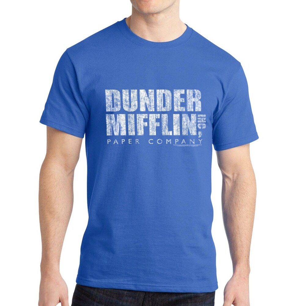 Shop The Office Dunder Mifflin Inc Paper Graphic Men S Royal Blue T Shirt Overstock 19855355