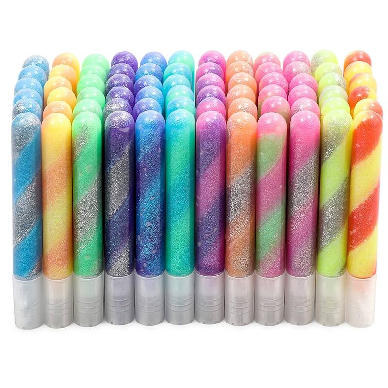 Bright Creations 72-Pack Art Glue with Glitter Gel Pens, 12 Rainbow Swirl Colors (0.35 Oz Each)