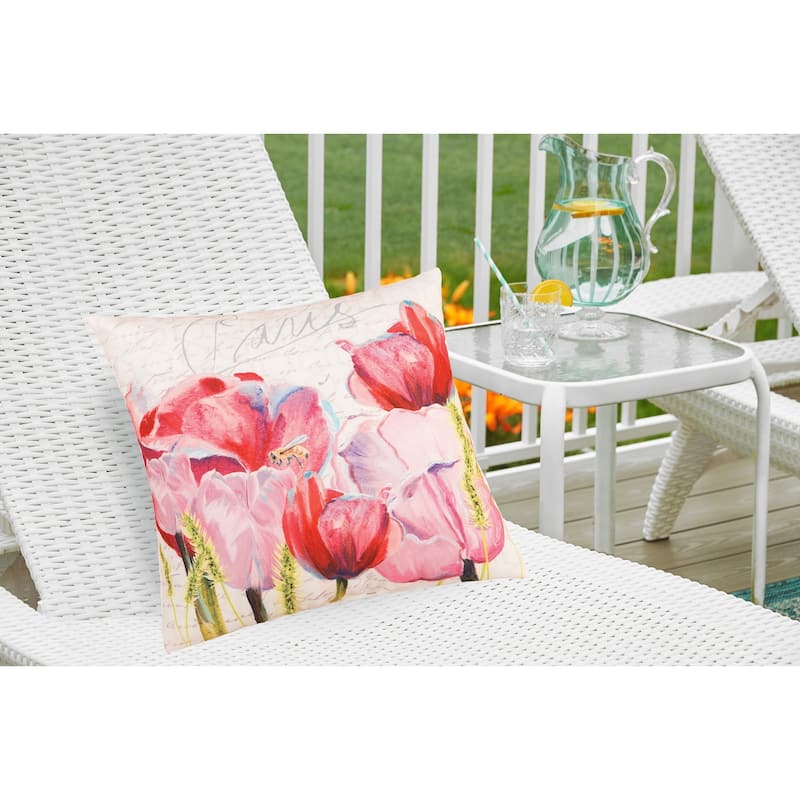 Pink Tulips Indoor/Outdoor 18x18 Throw Pillow