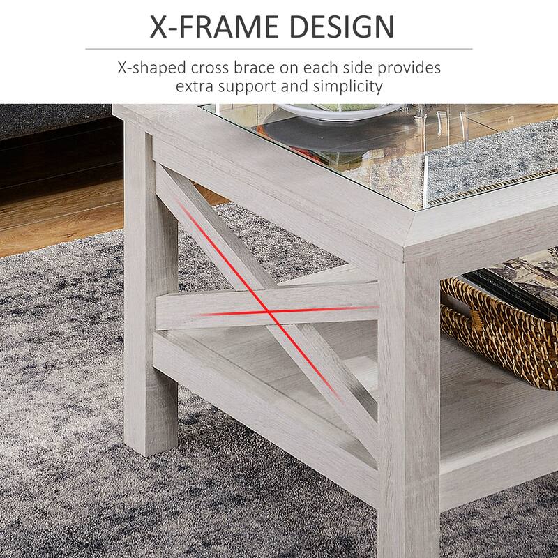 2 Tier Glass Top Coffee Table